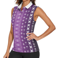Purple Samoa Malu Tattoo Inspired Women Sleeveless Polo Shirt LT05 - Polynesian Pride