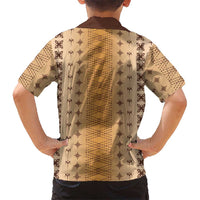Beige Samoa Malu Tattoo Inspired Family Matching Off Shoulder Maxi Dress and Hawaiian Shirt - Polynesian Pride