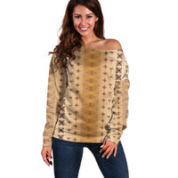 Beige Samoa Malu Tattoo Inspired Off Shoulder Sweater LT05 Women Beige - Polynesian Pride
