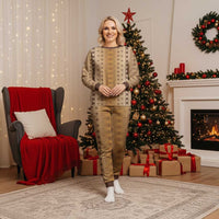 Beige Samoa Malu Tattoo Inspired Christmas Pajama Set - Polynesian Pride