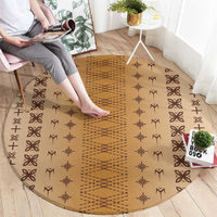 Beige Samoa Malu Tattoo Inspired Round Carpet LT05 - Polynesian Pride