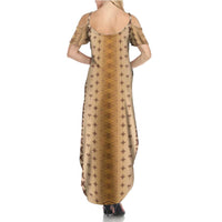 Beige Samoa Malu Tattoo Inspired Summer Maxi Dress - Polynesian Pride
