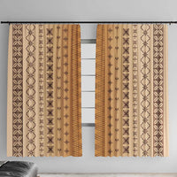 Beige Samoa Malu Tattoo Inspired Window Curtain LT05 With Hooks Beige - Polynesian Pride