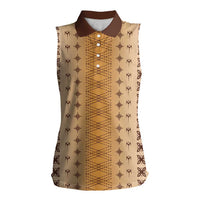 Beige Samoa Malu Tattoo Inspired Women Sleeveless Polo Shirt LT05 Female Beige - Polynesian Pride