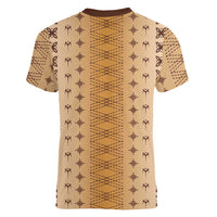Beige Samoa Malu Tattoo Inspired Women V-Neck T-Shirt - Polynesian Pride