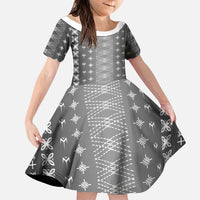 Black Samoa Malu Tattoo Inspired Family Matching Short Sleeve Bodycon Dress and Hawaiian Shirt LT05 Daughter's Dress Black - Polynesian Pride