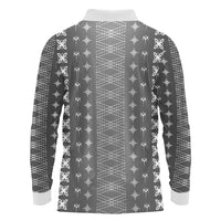 Black Samoa Malu Tattoo Inspired Long Sleeve Polo Shirt - Polynesian Pride
