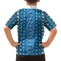Blue Samoa Malu Tattoo Inspired Family Matching Long Sleeve Bodycon Dress and Hawaiian Shirt LT05 - Polynesian Pride