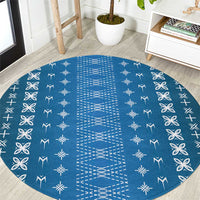 Blue Samoa Malu Tattoo Inspired Round Carpet LT05 Blue - Polynesian Pride