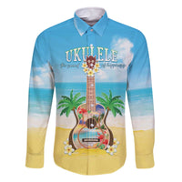 Hawaiian Ukulele Family Matching Off The Shoulder Long Sleeve Dress and Hawaiian Shirt Sound Of Happiness