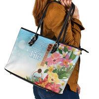 National Ukulele Day Leather Tote Bag Tropical Vibe