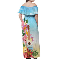 National Ukulele Day Off Shoulder Maxi Dress Tropical Vibe