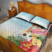 National Ukulele Day Quilt Bed Set Tropical Vibe