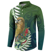 New Zealand Kea Bird Button Sweatshirt With Maori Koru Fern LT05 - Polynesian Pride