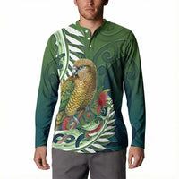 New Zealand Kea Bird Button Sweatshirt With Maori Koru Fern LT05 - Polynesian Pride