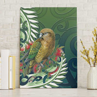 New Zealand Kea Bird Canvas Wall Art With Maori Koru Fern - Polynesian Pride