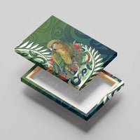 New Zealand Kea Bird Canvas Wall Art With Maori Koru Fern - Polynesian Pride