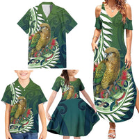 New Zealand Kea Bird Family Matching Summer Maxi Dress and Hawaiian Shirt With Maori Koru Fern - Polynesian Pride