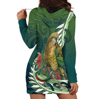 New Zealand Kea Bird Hoodie Dress With Maori Koru Fern - Polynesian Pride