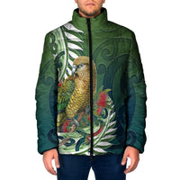 New Zealand Kea Bird Padded Jacket With Maori Koru Fern - Polynesian Pride