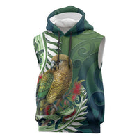 New Zealand Kea Bird Sleeveless Hoodie With Maori Koru Fern - Polynesian Pride