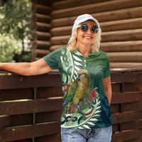 New Zealand Kea Bird Women Polo Shirt With Maori Koru Fern - Polynesian Pride