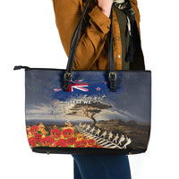 New Zealand ANZAC Day Leather Tote Bag The Lonesome Pine With Soldier Fern LT05 - Polynesian Pride
