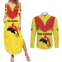 Papua New Guinea Rugby Custom Couples Matching Summer Maxi Dress and Long Sleeve Button Shirt Kumuls Heritage