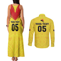 Papua New Guinea Rugby Custom Couples Matching Tank Maxi Dress and Long Sleeve Button Shirt Kumuls Heritage