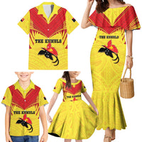 Papua New Guinea Rugby Custom Family Matching Mermaid Dress and Hawaiian Shirt Kumuls Heritage