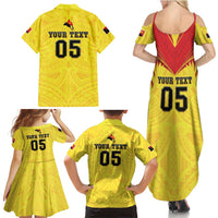 Papua New Guinea Rugby Custom Family Matching Summer Maxi Dress and Hawaiian Shirt Kumuls Heritage
