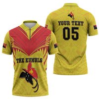 Papua New Guinea Rugby Custom Zipper Polo Shirt Kumuls Heritage