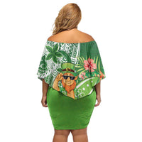 Aloha Hawaii St Patrick's Day Family Matching Off Shoulder Short Dress and Hawaiian Shirt Polynesian Style