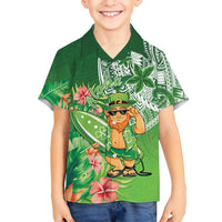 Aloha Hawaii St Patrick's Day Family Matching Puletasi and Hawaiian Shirt Polynesian Style LT05 Son's Shirt Green - Polynesian Pride