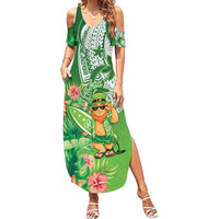 Aloha Hawaii St Patrick's Day Family Matching Summer Maxi Dress and Hawaiian Shirt Polynesian Style