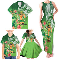 Aloha Hawaii St Patrick's Day Family Matching Tank Maxi Dress and Hawaiian Shirt Polynesian Style