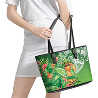 Aloha Hawaii St Patrick's Day Leather Tote Bag Polynesian Style