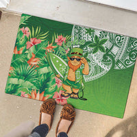 Aloha Hawaii St Patrick's Day Rubber Doormat Polynesian Style