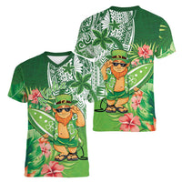 Aloha Hawaii St Patrick's Day Women V-Neck T-Shirt Polynesian Style