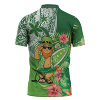 Aloha Hawaii St Patrick's Day Zipper Polo Shirt Polynesian Style