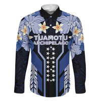 French Polynesia Tuamotu Archipelago Family Matching Off Shoulder Short Dress and Hawaiian Shirt Polynesian Pattern Unique Style LT05 Dad's Shirt - Long Sleeve Navy - Polynesian Pride