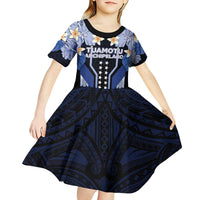 French Polynesia Tuamotu Archipelago Kid Short Sleeve Dress Polynesian Pattern Unique Style