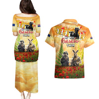 Australia And New Zealand ANZAC Day Couples Matching Puletasi and Hawaiian Shirt Kangaroo And Kiwi Bird Soldiers Lest We Forget LT05 - Polynesian Pride