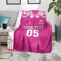 New Zealand Fern Women Rugby Custom Blanket Pink Maori Pattern