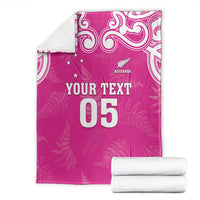 New Zealand Fern Women Rugby Custom Blanket Pink Maori Pattern