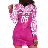 New Zealand Fern Women Rugby Custom Hoodie Dress Pink Maori Pattern