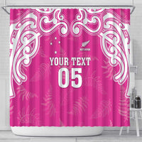 New Zealand Fern Women Rugby Custom Shower Curtain Pink Maori Pattern