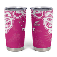 New Zealand Fern Women Rugby Custom Tumbler Cup Pink Maori Pattern