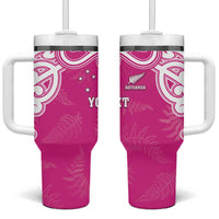 New Zealand Fern Women Rugby Custom Tumbler With Handle Pink Maori Pattern