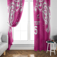 New Zealand Fern Women Rugby Custom Window Curtain Pink Maori Pattern
